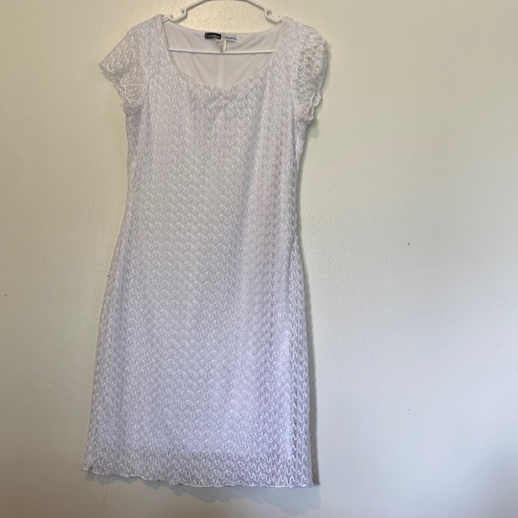 California Concepts Stunning White Lace Look Lined Dress Large